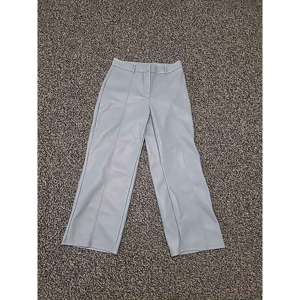 7 For All Mankind Pants Womens Large‎ Blue Faux Vegan Leather High Rise Straight